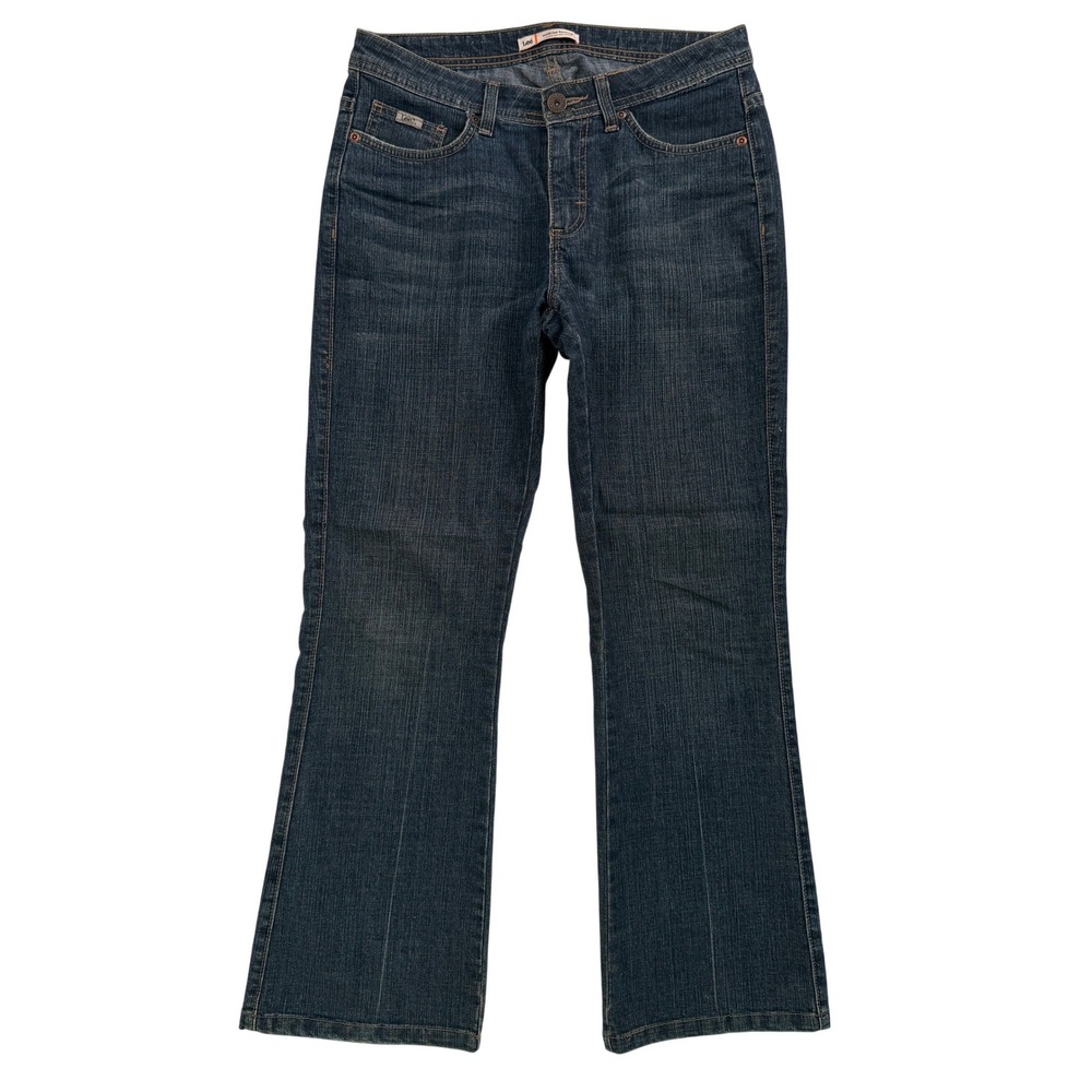 Lee Midrise Bootcut Jeans Womens 8 Petite Dark Wash Denim Stretch 305-918J